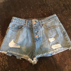 High waisted jean shorts